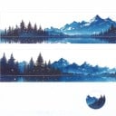 Ruban décoratif imperméable 4 x 4,5 x 200 cm Motif montagnes et forêts paysage DIY décoration pour gobelet carnet journal décoration 6