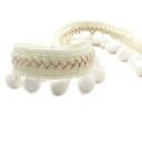 Ruban tissé avec des franges rondes 6 cm x 91 cm Ruban décoratif en textile Polyester et coton Ruban pour la couture de décorations DIY travaux manuels 2