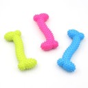 Rubber Bone for Dogs with Massage Spikes Chew Toy 10 cm Random Colour Pink Blue Yellow 2