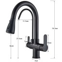 Rubinetto da cucina filtrante girevole a 360° con doccetta estraibile 3 modalità di miscelazione acqua calda e fredda, dimensioni 34x11,5 10