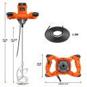 Ruční elektrický míchač barev a malty 2600 W s 6 stupni otáček do 1700 ot./min a míchadlem 12 cm s uchycením M14 v oranžovém provedení 2