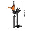 Ruční jádrová vrtačka 2000W se stojanem, vrtací průměr 20–160 mm, otáčky 0–1800 ot/min, mokré i suché vrtání, oranžovo-černá 2