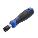 Ruční rukojeť pro bity 6,35 mm s rychloupínacím mechanismem a protiskluzovou úpravou délka 135 mm v červené nebo modré barvě 5