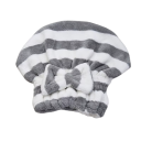 Ručník na vlasy ve formě čepice pruhovaný 25 x 27 cm fleece rychleschnoucí savý turban na vlasy pro použití po koupání i sprchování 1