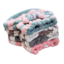 Ručník na vlasy ve formě čepice pruhovaný 25 x 27 cm fleece rychleschnoucí savý turban na vlasy pro použití po koupání i sprchování 5