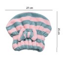 Ručník na vlasy ve formě čepice pruhovaný 25 x 27 cm fleece rychleschnoucí savý turban na vlasy pro použití po koupání i sprchování 7