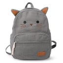Rucsac damă cu pisici 38 x 28 x 11 cm cu urechi și fața pisicii brodată, cu buzunar interior pentru laptop și buzunar mare frontal cu fermoar 11