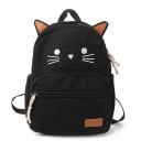Rucsac damă cu pisici 38 x 28 x 11 cm cu urechi și fața pisicii brodată, cu buzunar interior pentru laptop și buzunar mare frontal cu fermoar 7