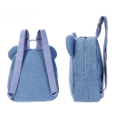 Rucsac mini de pluș 27 x 28 x 13 cm cu urechi de urs Buzunar frontal cu fermoar Material moale de pluș Rucsac pentru copii Accesoriu drăguț 4