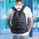 Rucsac pliabil din nylon pentru călătorii Se pliază într-un pachet mic Buzunar frontal cu fermoar și două buzunare laterale din plasă 5
