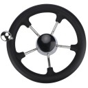Rueda de timón de acero inoxidable con espuma negra y bola giratoria diámetro 280 mm buje 17 a 19 mm inclinación 28 grados para barco y yate 1