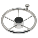 Rueda de timón de acero inoxidable de cinco rayos con bola giratoria diámetro 285 mm profundidad 80 mm buje 17 a 19 mm pulido plateado para barco y bote 2