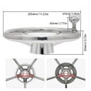 Rueda de timón de acero inoxidable de cinco rayos con bola giratoria diámetro 285 mm profundidad 80 mm buje 17 a 19 mm pulido plateado para barco y bote 4