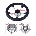 Rueda de timón de acero inoxidable de cinco rayos con espuma negra diámetro 280 mm buje 17 a 19 mm inclinación 28 grados para barco y yate 2