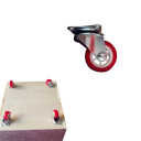 Ruedas de mueble giratorias 38×17 mm con rodamiento, altura 5 cm, placa superior 45×35 mm, rueda roja, para muebles ligeros y carritos 4
