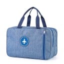 Ruime reiscosmetica tas met twee handvatten Twee vakken met rits Druk met vliegtuigmotief Oxfordstof Afmetingen 20 x 16 x 33 cm 2