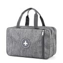 Ruime reiscosmetica tas met twee handvatten Twee vakken met rits Druk met vliegtuigmotief Oxfordstof Afmetingen 20 x 16 x 33 cm 3