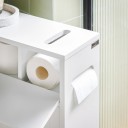 Rullande badrumsskåp 52 x 68 x 17 cm Med skjutdörrar och fyra hjul Maximal belastning 15 kg Smal design i vit färg 6