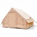 Rummelig oppustelig camping telt i husform 300 x 210 x 200 cm Med pumpe og taske til transport Beige Til camping og ture i naturen 1