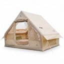 Rummelig oppustelig camping telt i husform 300 x 210 x 200 cm Med pumpe og taske til transport Beige Til camping og ture i naturen 5