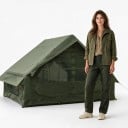 Rummelig oppustelig camping telt i husform 300 x 210 x 200 cm Med pumpe og transporttaske Grøn Til camping og udflugter i naturen 2