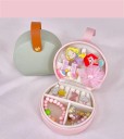 Rund mini smykkeskrin med organizer til ringe og halskæder 9 × 10 × 5 cm i kunstlæder farvet opbevaringsboks til små smykker 6