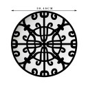 Rund platt keramisk tallrik 30,48 cm med radiell symmetrisk ornamentmotiv stort fat för servering av rätter 4