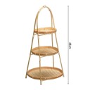 Runder Bambusgeflechtkorb 45 cm Dreistufiger Aufbewahrungskorb für Lebensmittel Multifunktionaler Organizer für Küche und Haushalt 3