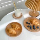 Runder Dessertteller aus massivem Holz 10 cm natürlicher Holzuntersetzer zum Servieren von Desserts und kleinen Snacks 2