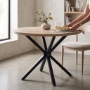 Runder Esstisch 100 x 76,5 cm Mit vier quadratischen Beinen, die zu einem X geformt sind Küchentisch ohne Rahmen unter der Tischplatte 15