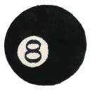 Runder Teppich 100x100 cm, Design Billardkugel 8, Schwarz, Bodenteppich, rutschfest, weiche Matte, bequem, moderner Teppich 4