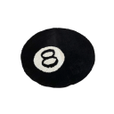 Runder Teppich 100x100 cm, Design Billardkugel 8, Schwarz, Bodenteppich, rutschfest, weiche Matte, bequem, moderner Teppich 5