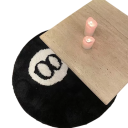 Rundt tæppe 100 x 100 cm Design Billiard Ball 8 Sort gulvtæppe Skridsikker blød måtte Komfortabel moderne tæppe 3