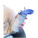 Ruostumaton teräksinen termospullo pillillä ja painikekannella 380 ml, vakuumieristys, vaaleansininen, söpö muotoilu jokapäiväiseen käyttöön 3