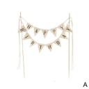 Rustieke taartdecoratie met Happy Birthday-letters Natuurlijke stoffen slinger met vlaggetjes Houten stokjes Vintage stijl 1