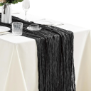 Rustikální ubrus z plátěné poloprůhledné gázové tkaniny 90x300 cm Polyesterový dekorativní ubrus na svatbu banket rozlučku večírek 2