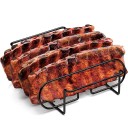 Ruszt do grillowania żeberek 25,3x31,3 cm Ruszt stalowy z powłoką zapobiegającą przywieraniu na 4 kawałki mięsa Ruszt do pieczenia żeberek do grilla gazowego i piekarnika 1