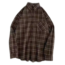 Rutig skjorta med långa ärmar i vintagestil för kvinnor. Avslappnad, överdimensionerad modell. Skjorta med knappar för staden och resan. Bekväm, överdimensionerad storlek. 2
