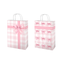 Růžová dárková taška s oboustranným potiskem 15x8x21 cm papír velká mašle vpředu a malé mašličky vzadu na dárky 2