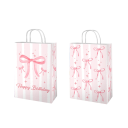 Růžová dárková taška s oboustranným potiskem 15x8x21 cm papír velká mašle vpředu a malé mašličky vzadu na dárky 4