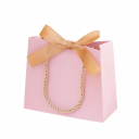 Růžová papírová dárková taška s barevnou mašlí 10,5x8,3x7,2 cm papír provázkové ucho dekorativní balení na dárky 4