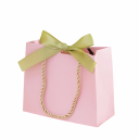 Růžová papírová dárková taška s barevnou mašlí 10,5x8,3x7,2 cm papír provázkové ucho dekorativní balení na dárky 3