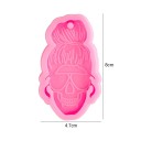 Růžová silikonová forma lebka 8 cm na pryskyřici přívěsky šperky klíčenky a kreativní dekorace 2