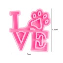Růžová silikonová forma LOVE s tlapkou 7,4 x 7 cm na odlévání z pryskyřice Výroba přívěsků dekorací klíčenek šperků a originálních ozdob 2