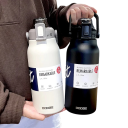 RVS thermosfles met rietje en drukknopdeksel 1700 ml grote drinkfles 30,5 × 10,5 cm geïsoleerd voor sport en reizen 2