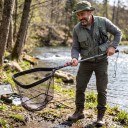Rybářský podběrák skládací Teleskopická dvoudílná tyč 100 cm Síťka s šestiúhelníkovými oky Pěnová rukojeť a karabina Pro podebrání ryby 5