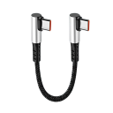 Rýchlonabíjací USB C na USB C kábel 25 cm 6A kábel s dvojitým 90° kolenom krátky lakťový dátový kábel Typ C na Typ C prenos dát nabíjania 1