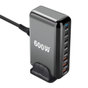 Rýchlonabíjačka 600W porty 5× USB C a 3× USB A s EU zástrčkou GaN nabíjačka typu C PD 3.0 pre telefón tablet notebook viac zariadení 2