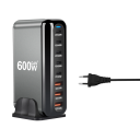Rýchlonabíjačka 600W porty 5× USB C a 3× USB A s EU zástrčkou GaN nabíjačka typu C PD 3.0 pre telefón tablet notebook viac zariadení 5