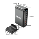 Rýchlonabíjačka 600W porty 5× USB C a 3× USB A s EU zástrčkou GaN nabíjačka typu C PD 3.0 pre telefón tablet notebook viac zariadení 6